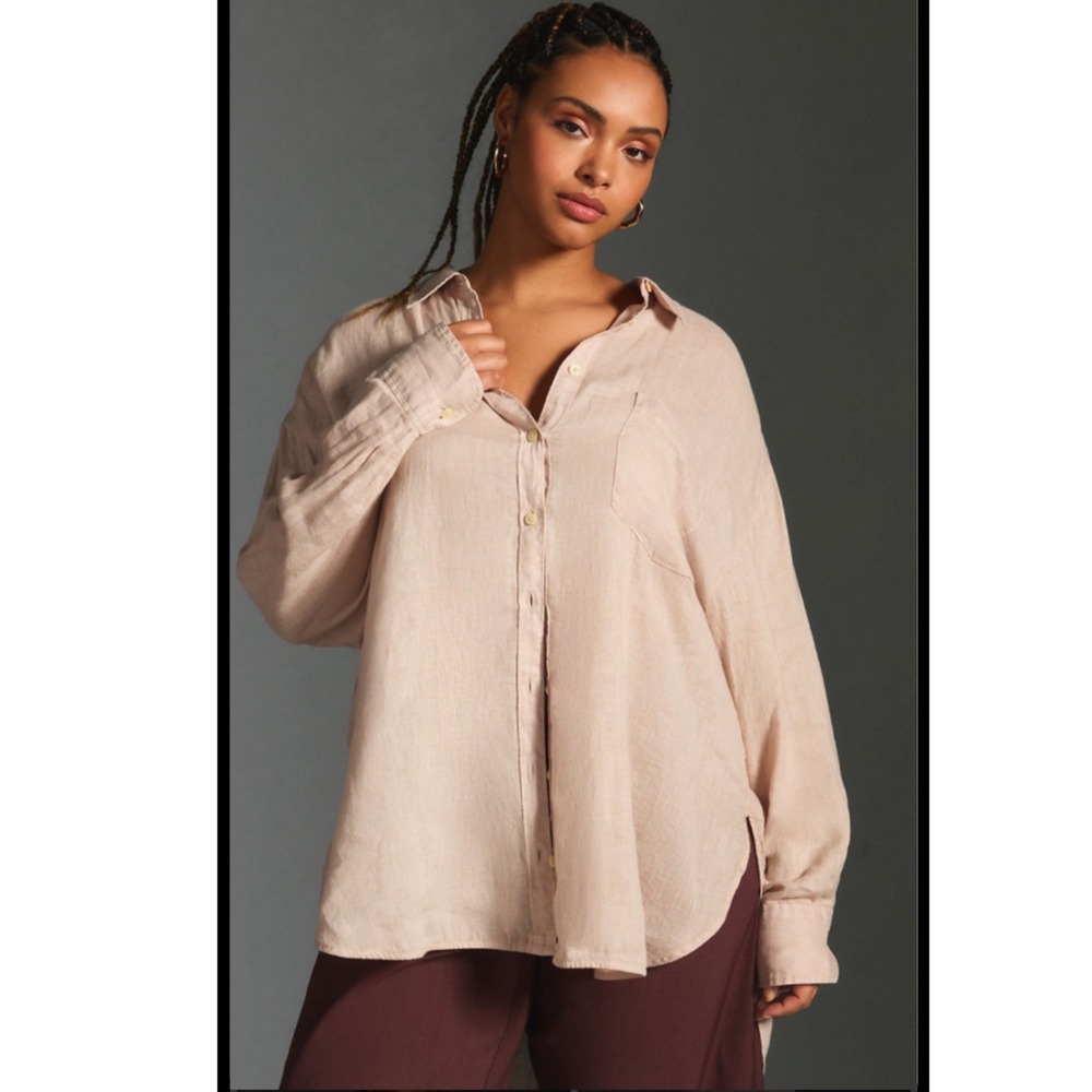 Maeve Anthropologie The Bennet Buttondown Shirt: Linen Edition Medium oversized